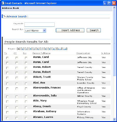 The Address Book page